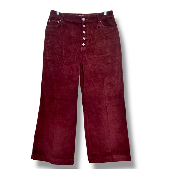 Time and Tru Pants - Time and Tru Size 10 High Rise Burgundy Brick Button Up Wide Leg Corduroy Pants